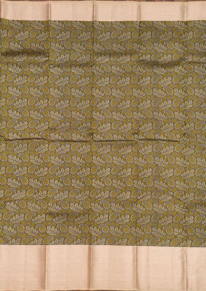 Dark Grey Zariwork Pure Silk Saree