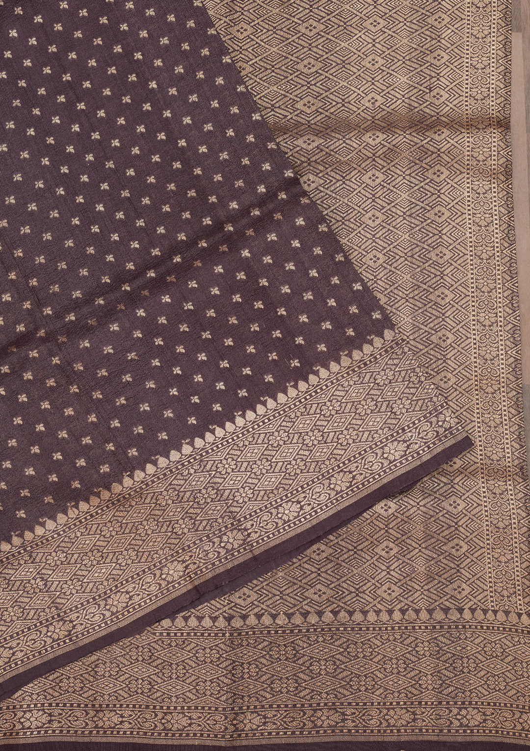 Dark Grey Zariwork Pure Silk Saree