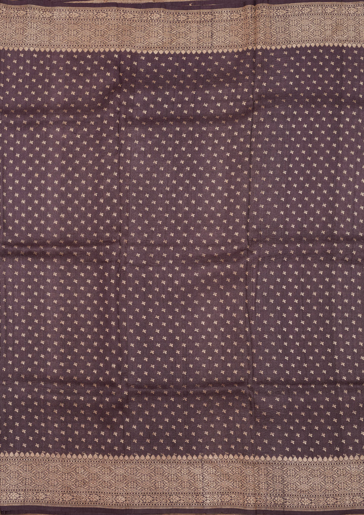 Dark Grey Zariwork Pure Silk Saree