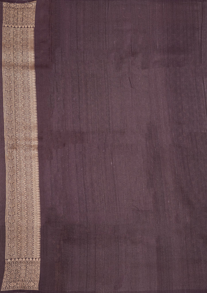 Dark Grey Zariwork Pure Silk Saree