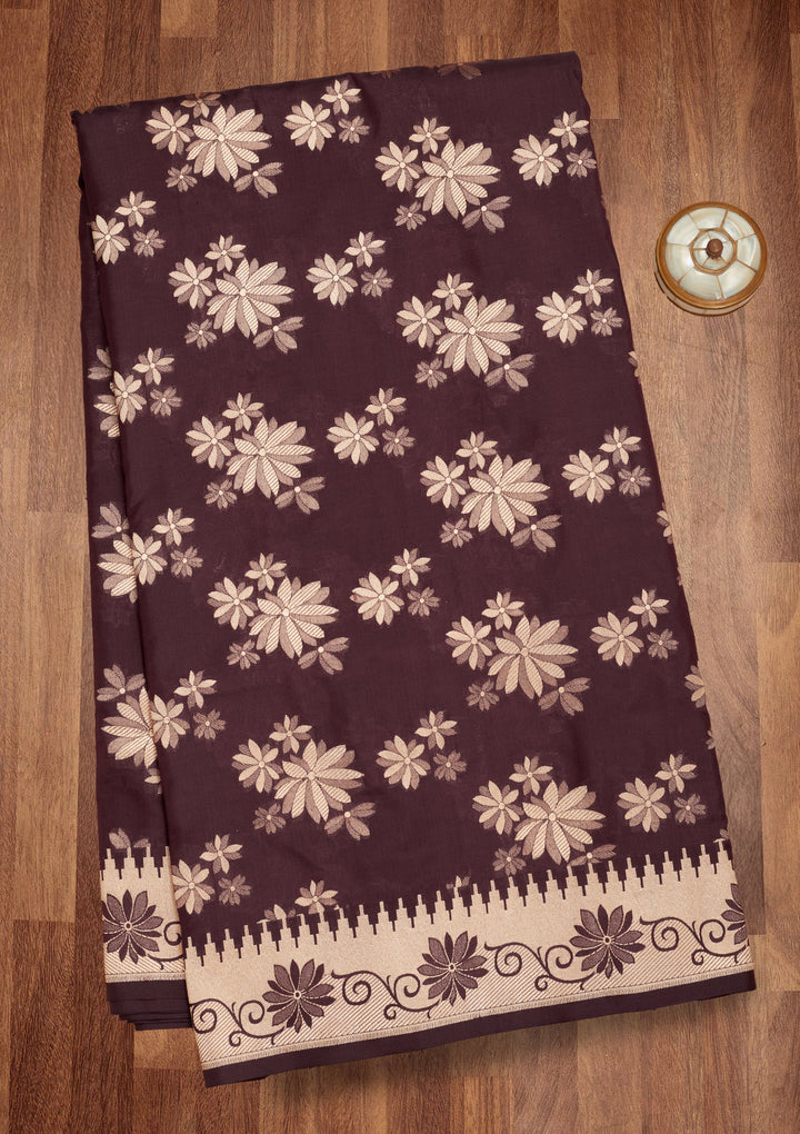 Dark Grey Zariwork Pure Silk Saree