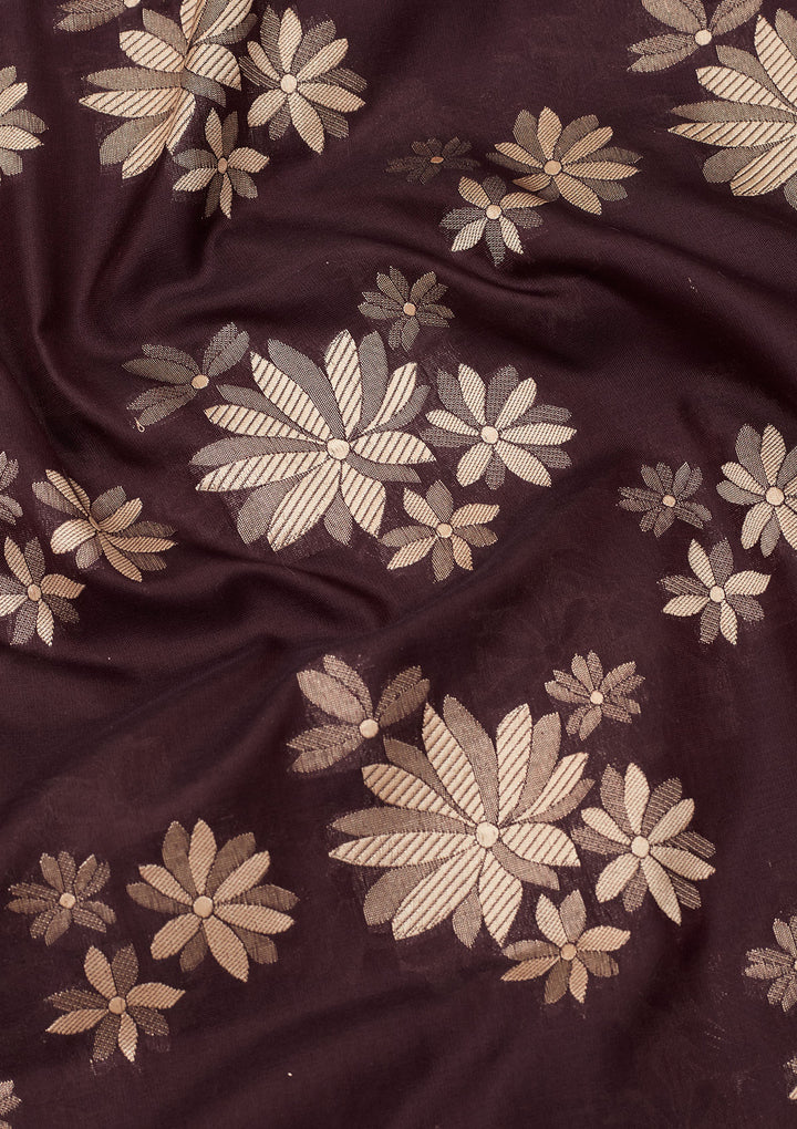 Dark Grey Zariwork Pure Silk Saree