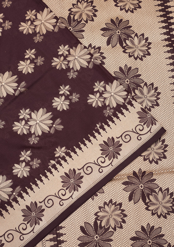 Dark Grey Zariwork Pure Silk Saree