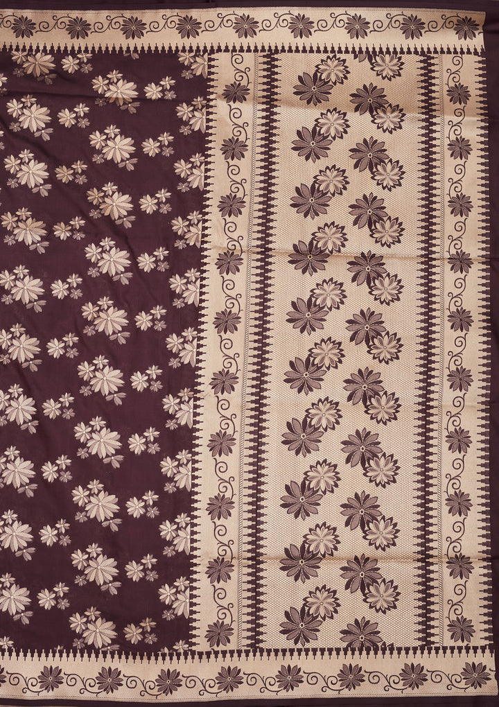 Dark Grey Zariwork Pure Silk Saree