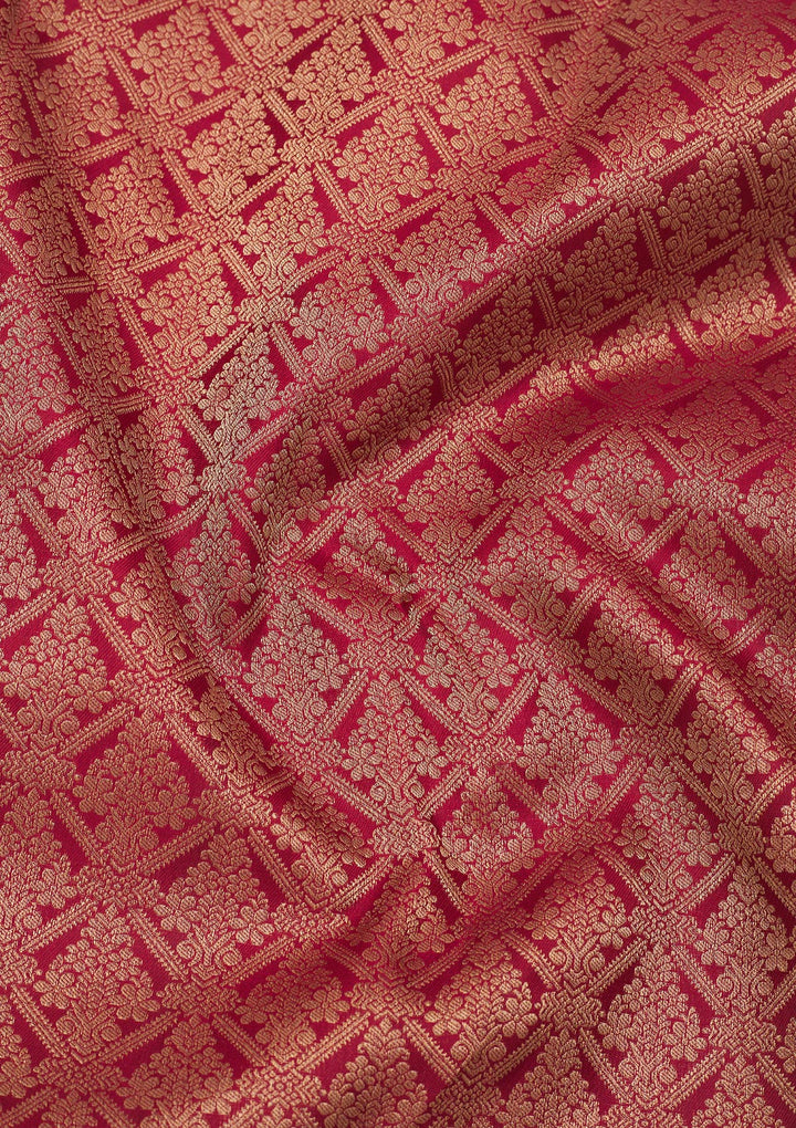 Dark Maroon Zariwork Pure Silk Saree
