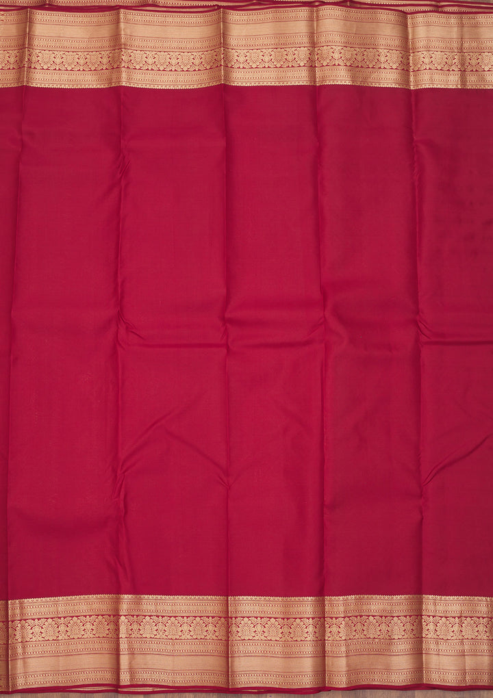 Dark Maroon Zariwork Pure Silk Saree