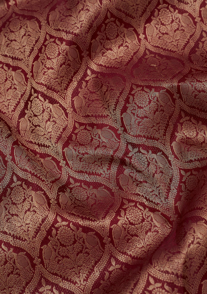 Dark Maroon Zariwork Pure Silk Saree
