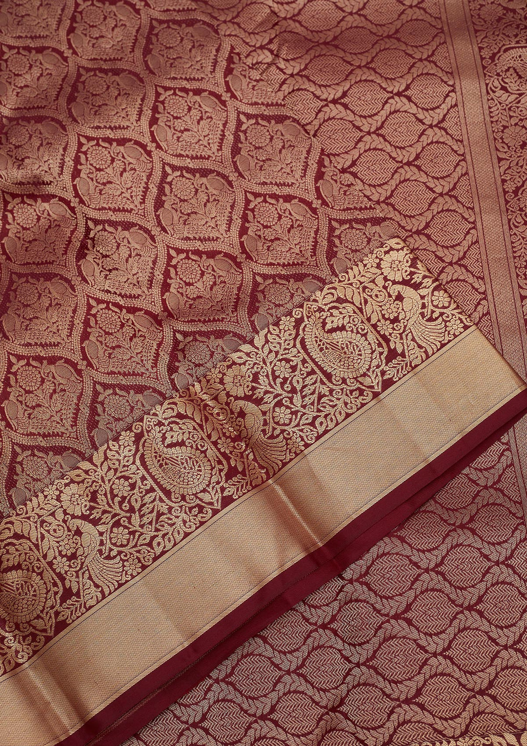 Dark Maroon Zariwork Pure Silk Saree