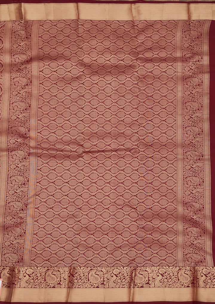 Dark Maroon Zariwork Pure Silk Saree