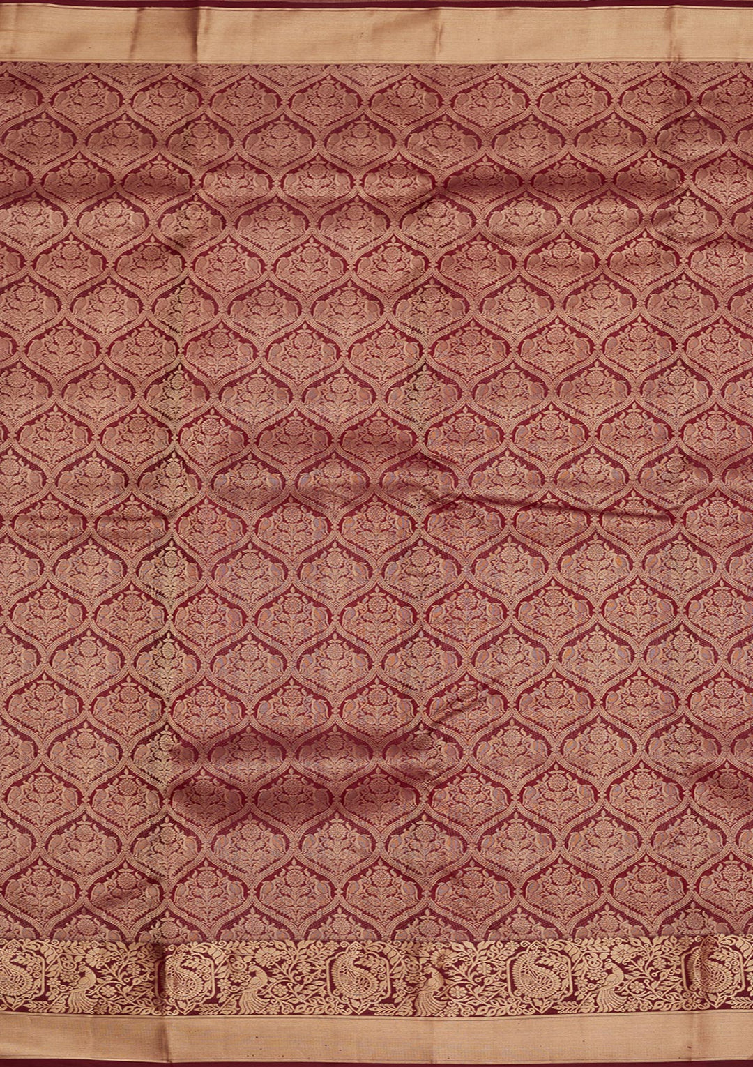 Dark Maroon Zariwork Pure Silk Saree
