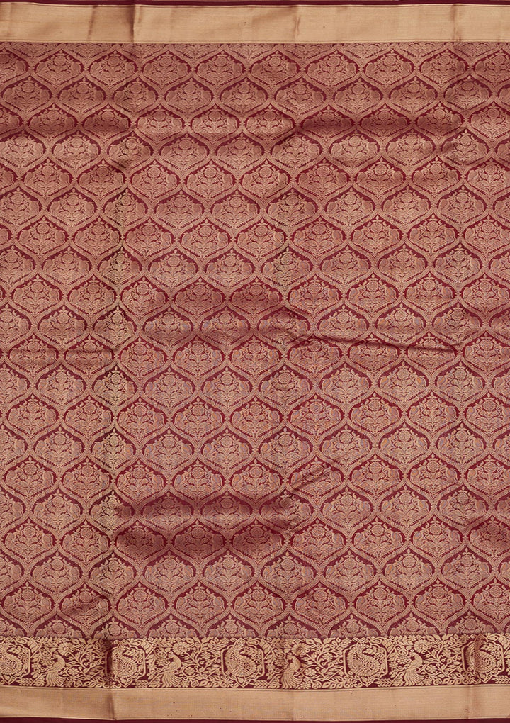 Dark Maroon Zariwork Pure Silk Saree