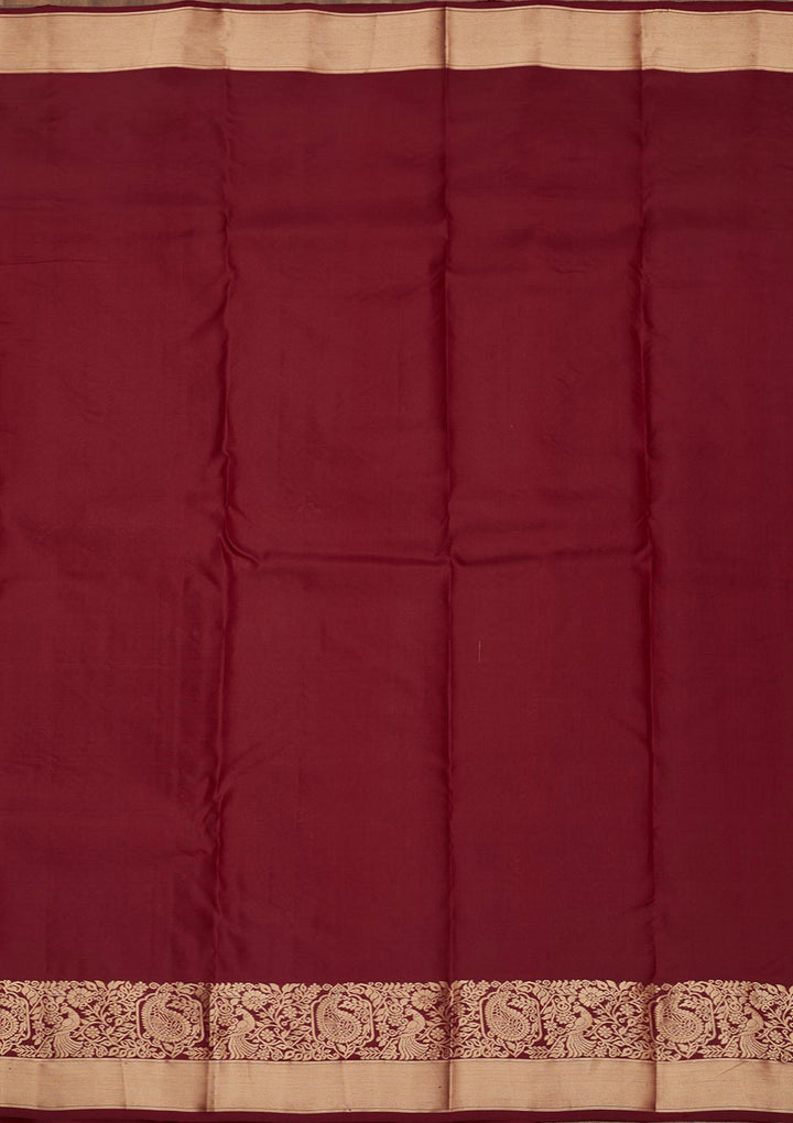 Dark Maroon Zariwork Pure Silk Saree