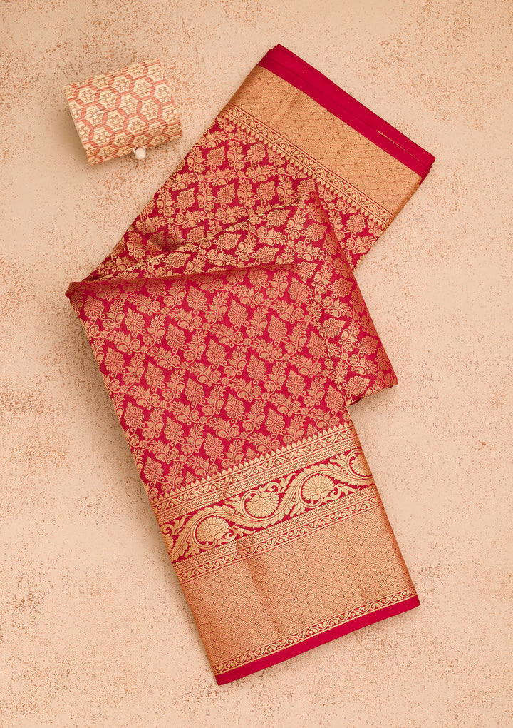 Dark Maroon Zariwork Pure Silk Saree