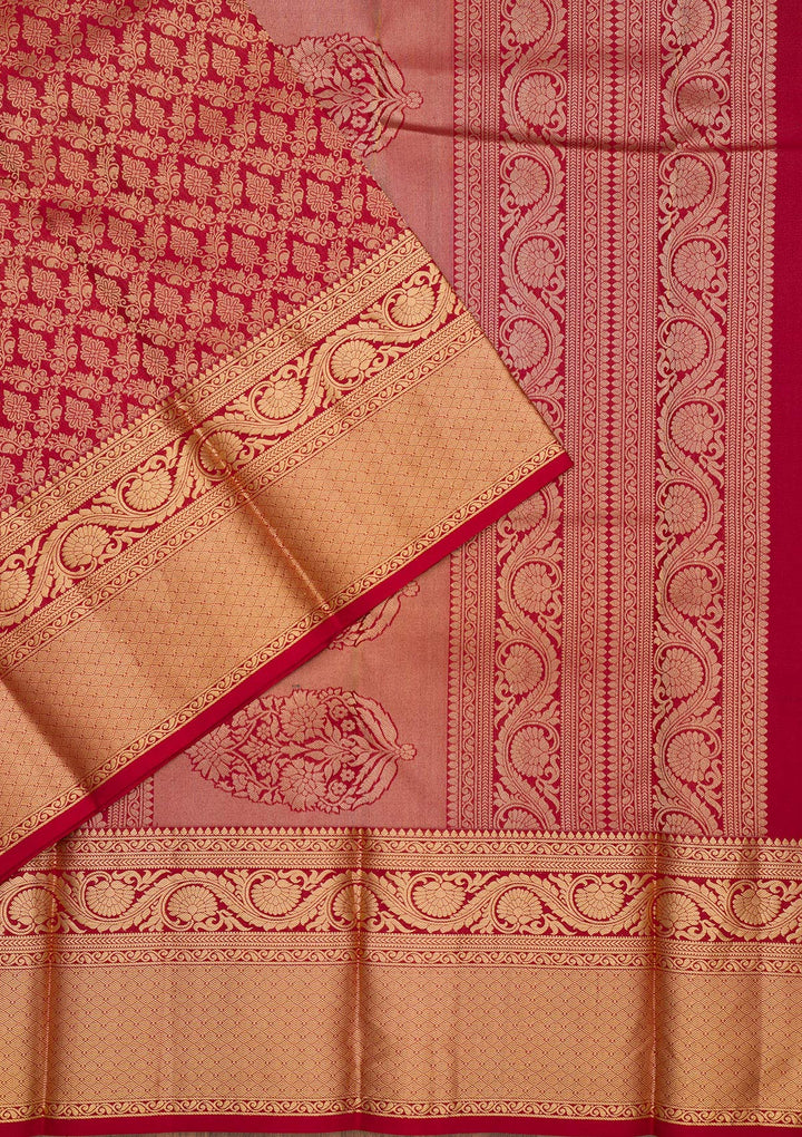 Dark Maroon Zariwork Pure Silk Saree