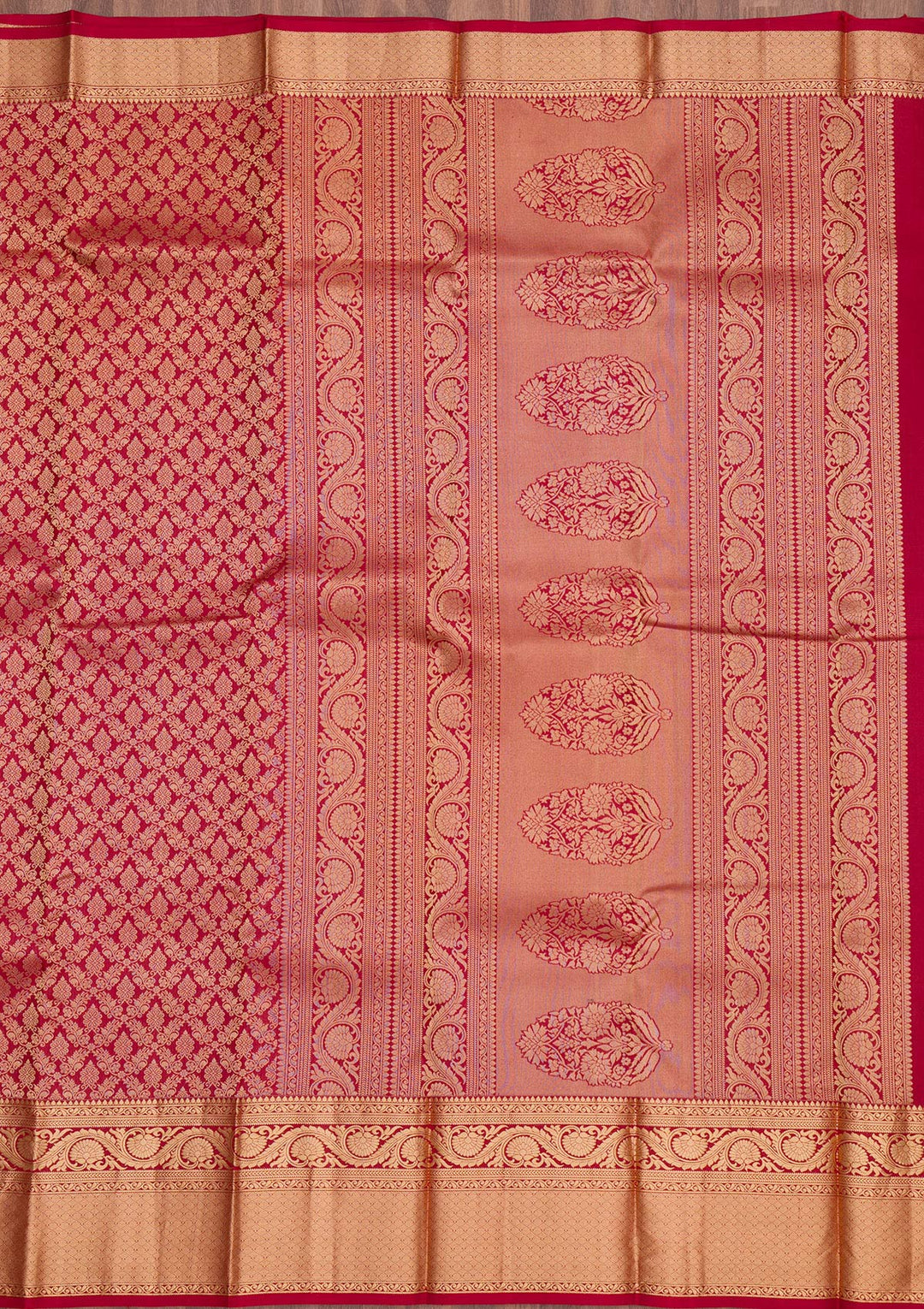 Dark Maroon Zariwork Pure Silk Saree