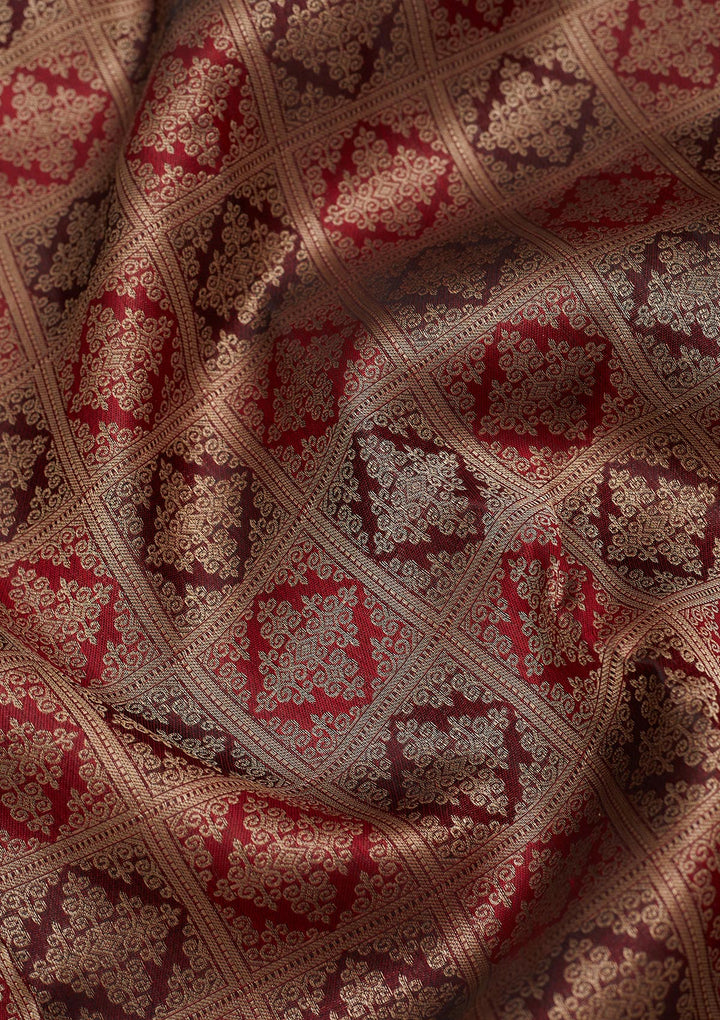 Dark Maroon Zariwork Pure Silk Saree