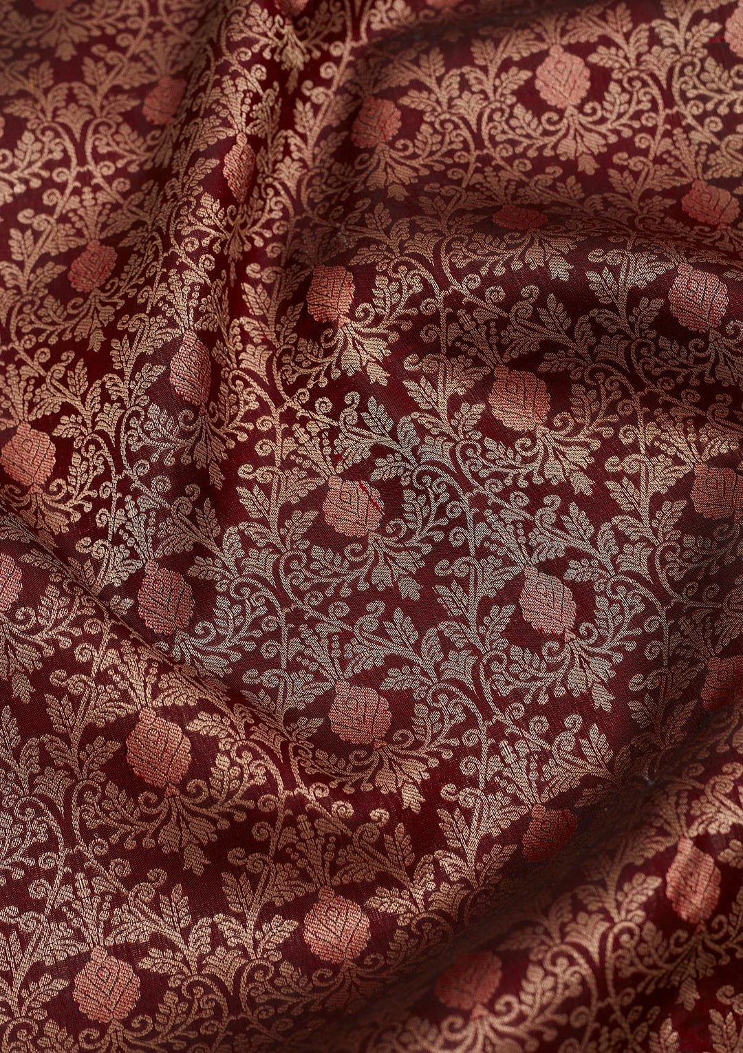 Dark Maroon Zariwork Pure Silk Saree