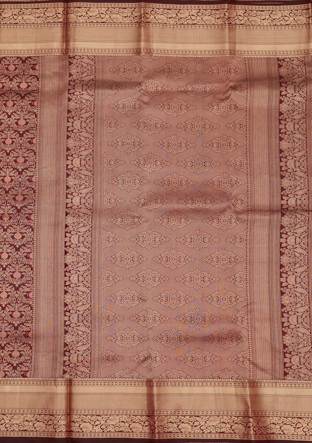 Dark Maroon Zariwork Pure Silk Saree