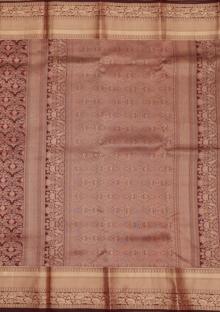 Dark Maroon Zariwork Pure Silk Saree