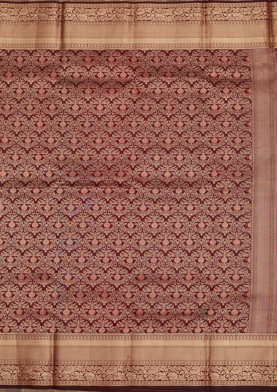 Dark Maroon Zariwork Pure Silk Saree