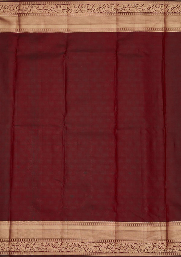 Dark Maroon Zariwork Pure Silk Saree