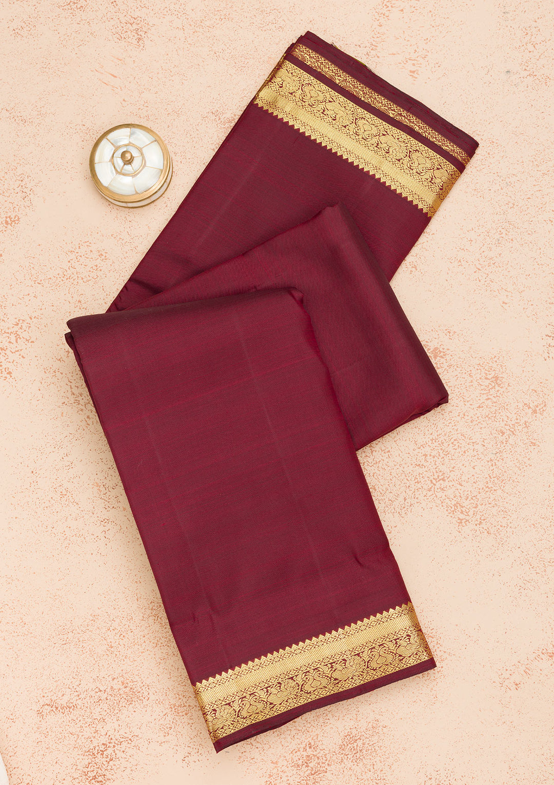 Dark Maroon Zariwork Pure Silk Saree