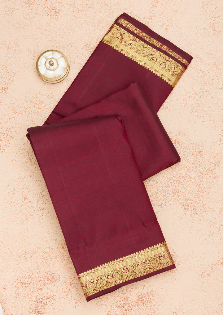 Dark Maroon Zariwork Pure Silk Saree