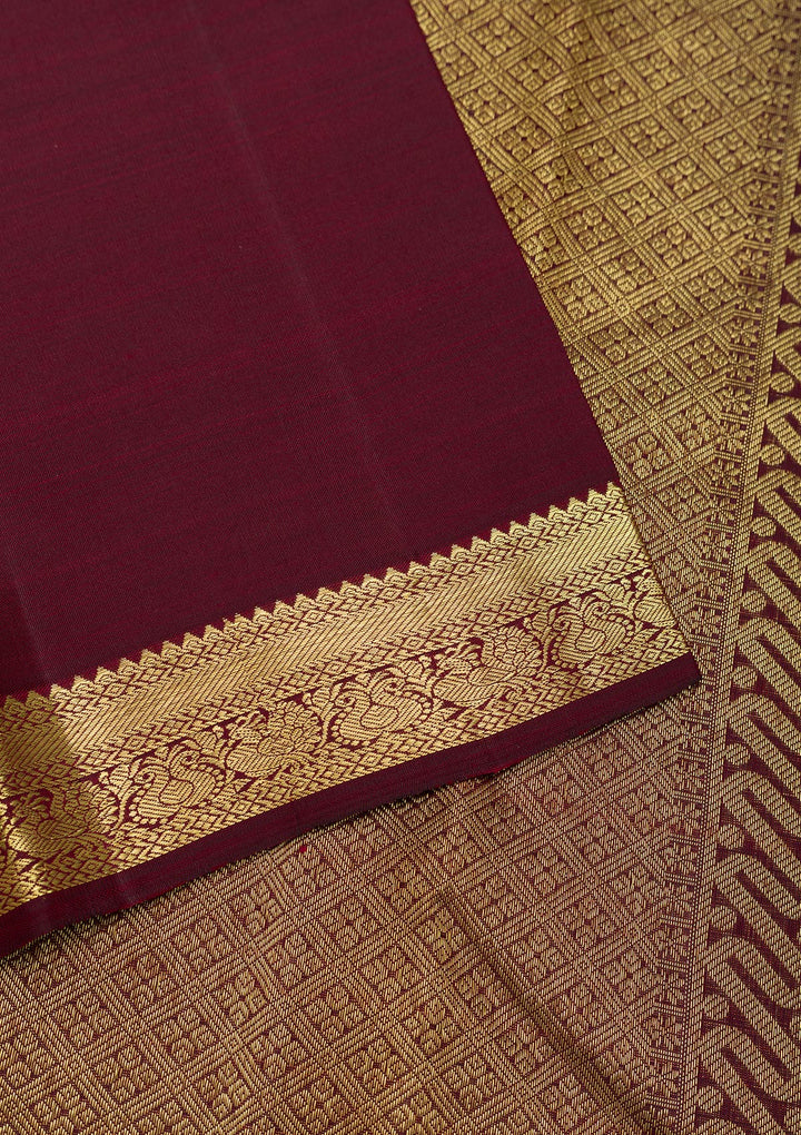 Dark Maroon Zariwork Pure Silk Saree