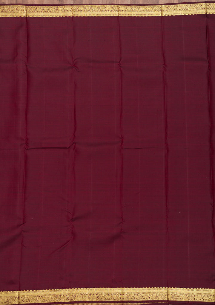 Dark Maroon Zariwork Pure Silk Saree
