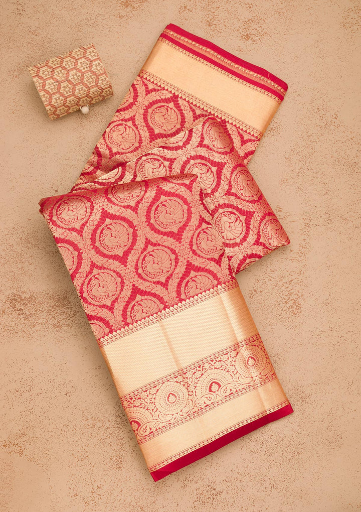 Dark Maroon Zariwork Pure Silk Saree