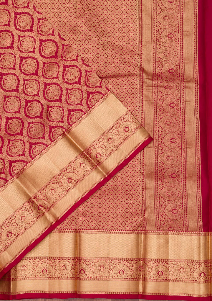 Dark Maroon Zariwork Pure Silk Saree