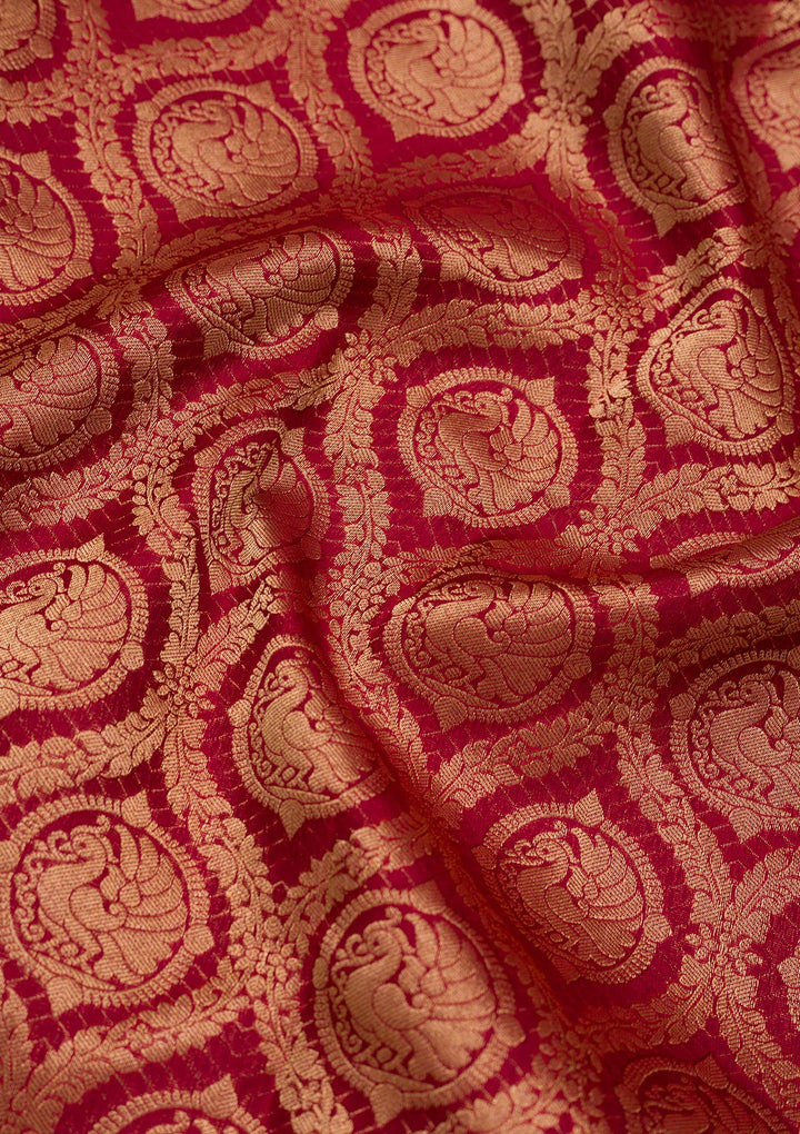 Dark Maroon Zariwork Pure Silk Saree