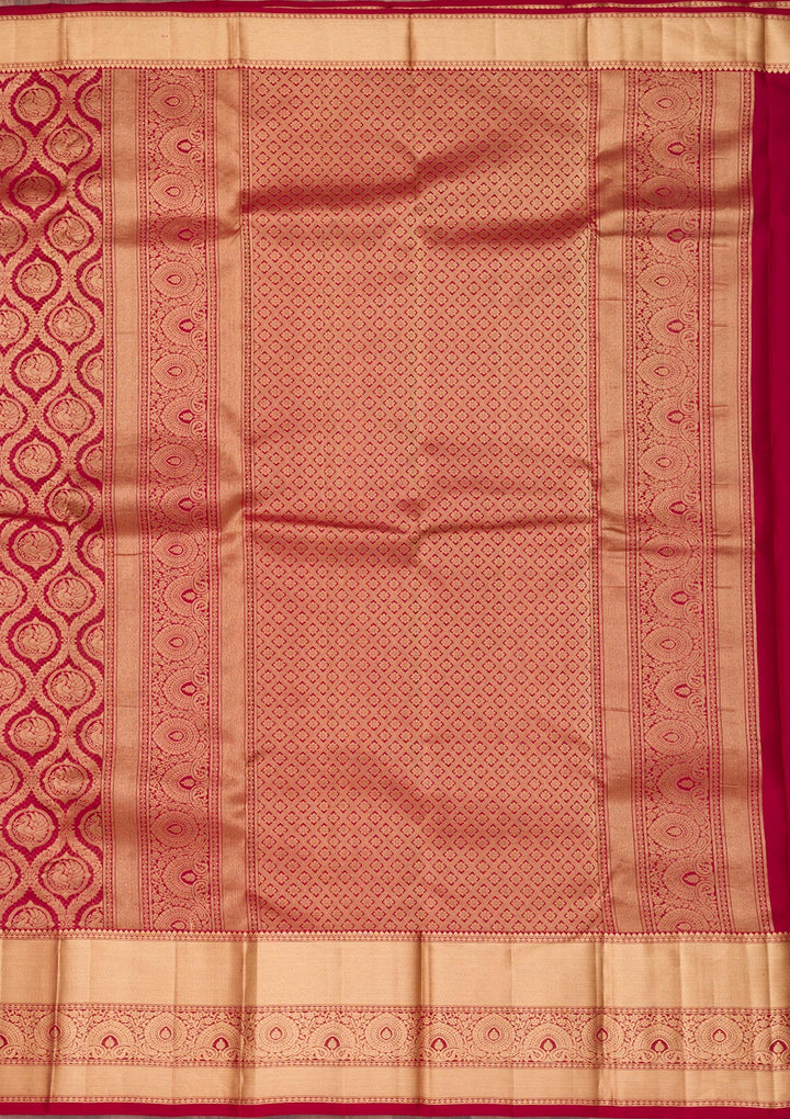 Dark Maroon Zariwork Pure Silk Saree