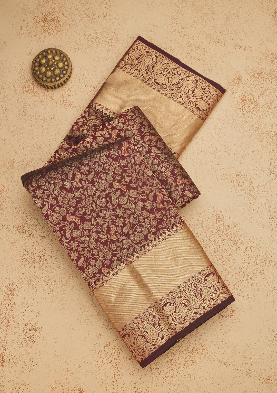 Dark Maroon Zariwork Pure Silk Saree
