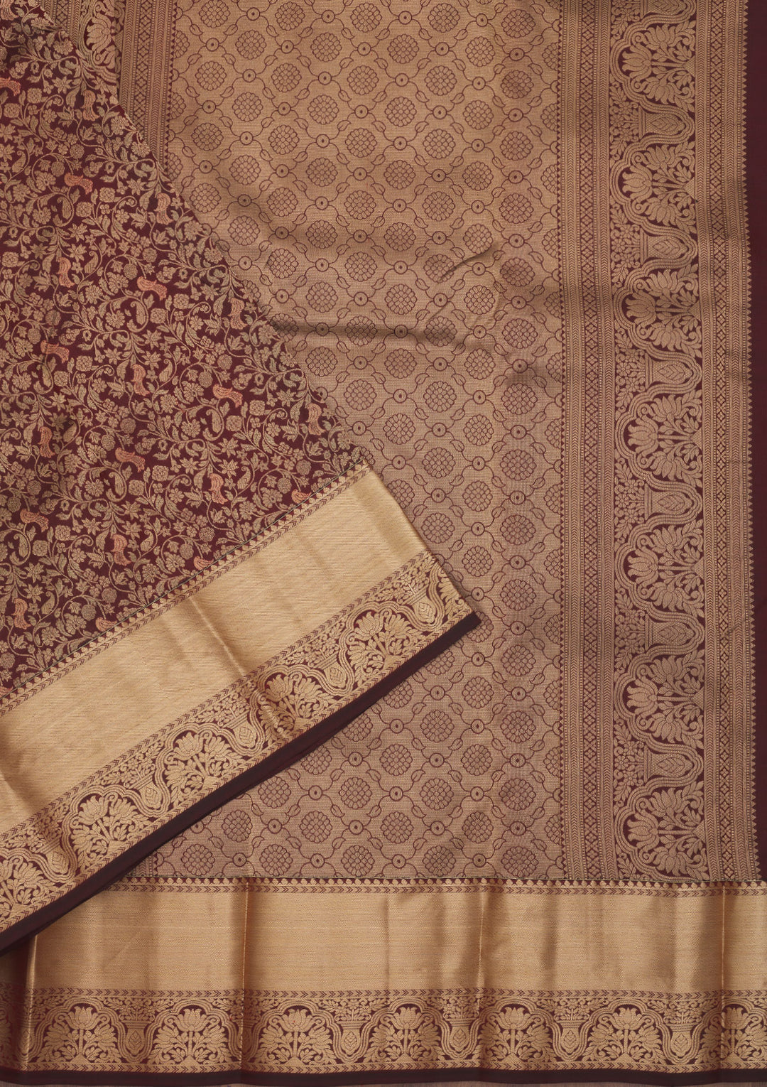 Dark Maroon Zariwork Pure Silk Saree