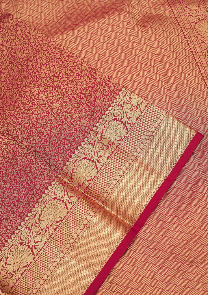 Dark Maroon Zariwork Pure Silk Saree