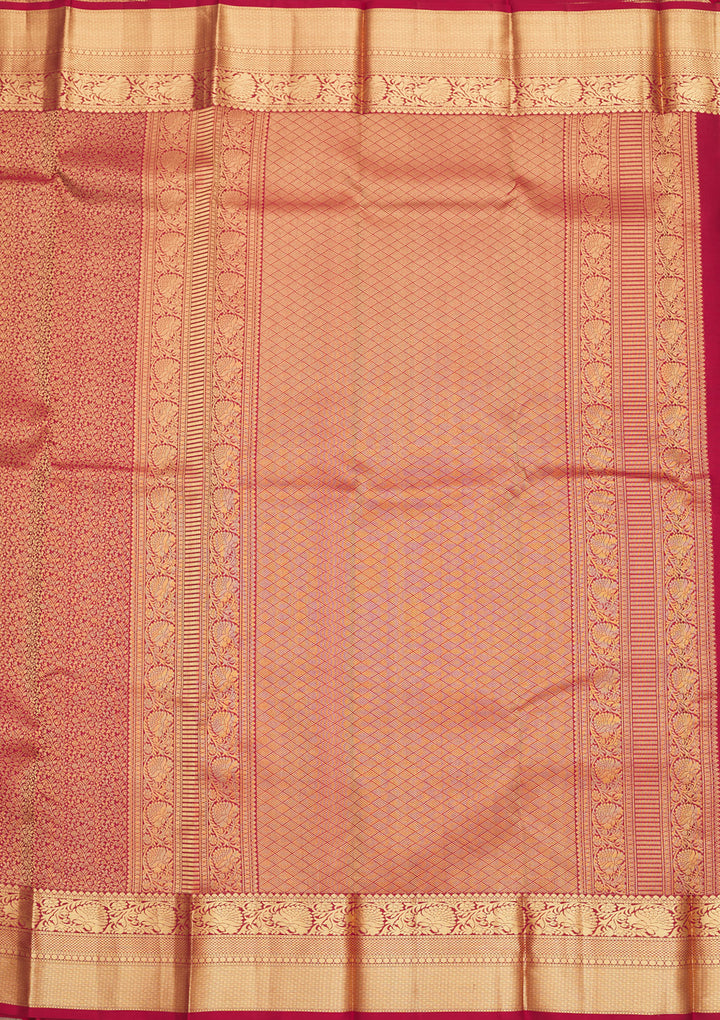 Dark Maroon Zariwork Pure Silk Saree