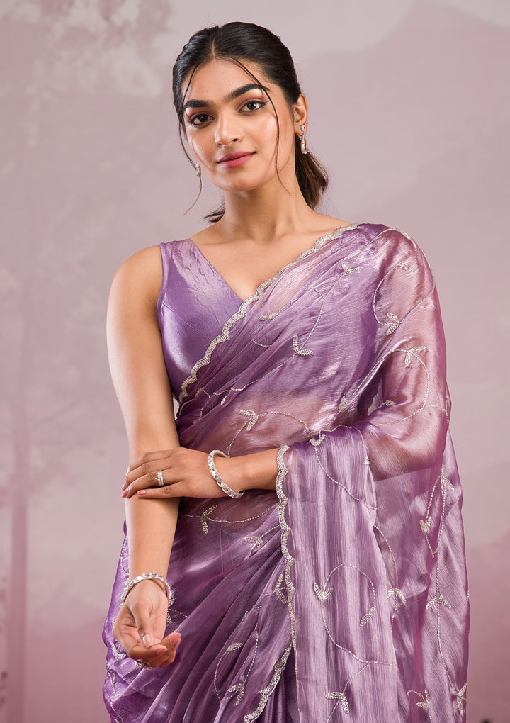 Lavender Cutdana Tissue Saree