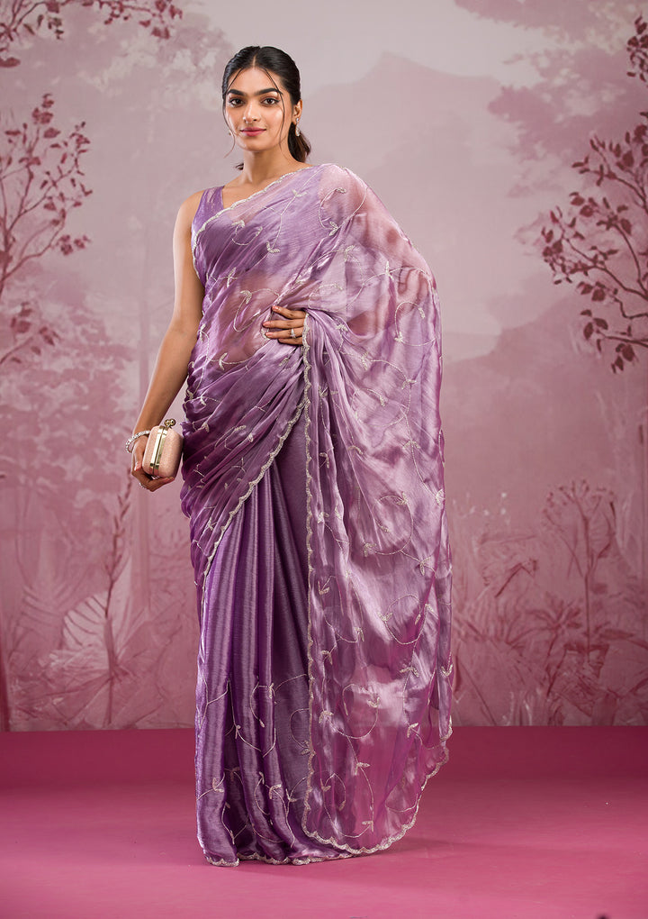 Lavender Cutdana Tissue Saree