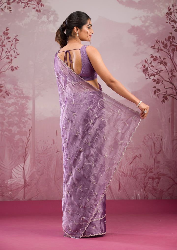 Lavender Cutdana Tissue Saree