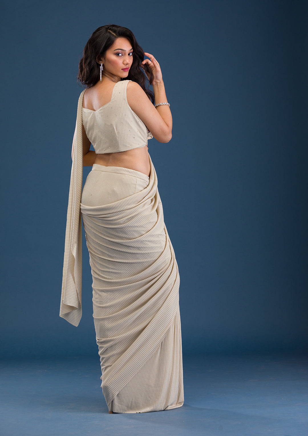 Gold Cutdana Lycra Readymade Saree