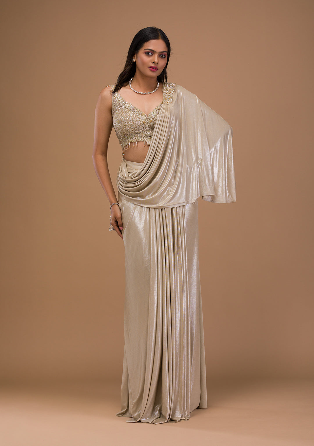 Gold Cutdana Shimmer Saree