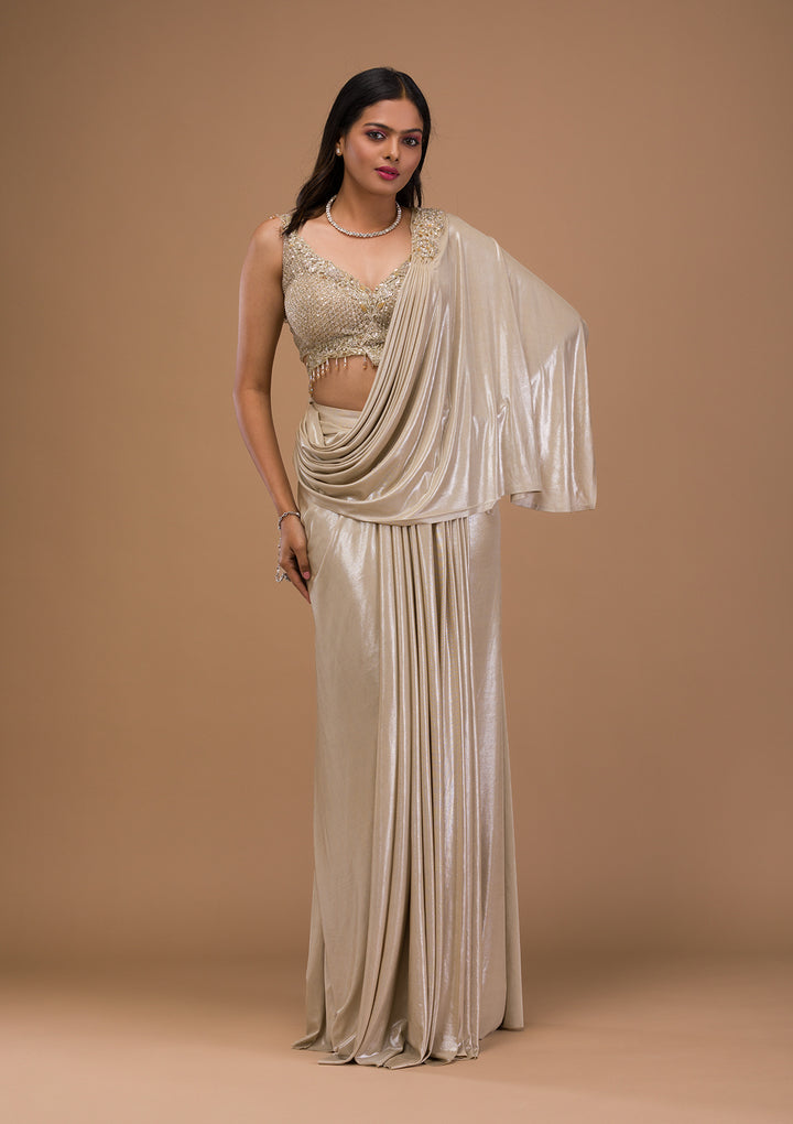 Gold Cutdana Shimmer Saree