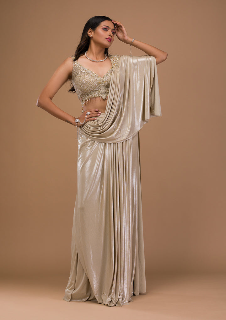 Gold Cutdana Shimmer Saree