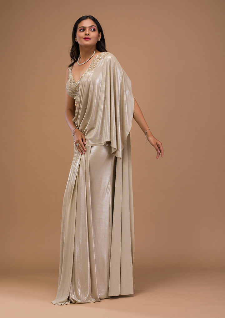 Gold Cutdana Shimmer Saree