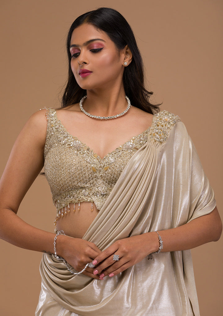 Gold Cutdana Shimmer Saree
