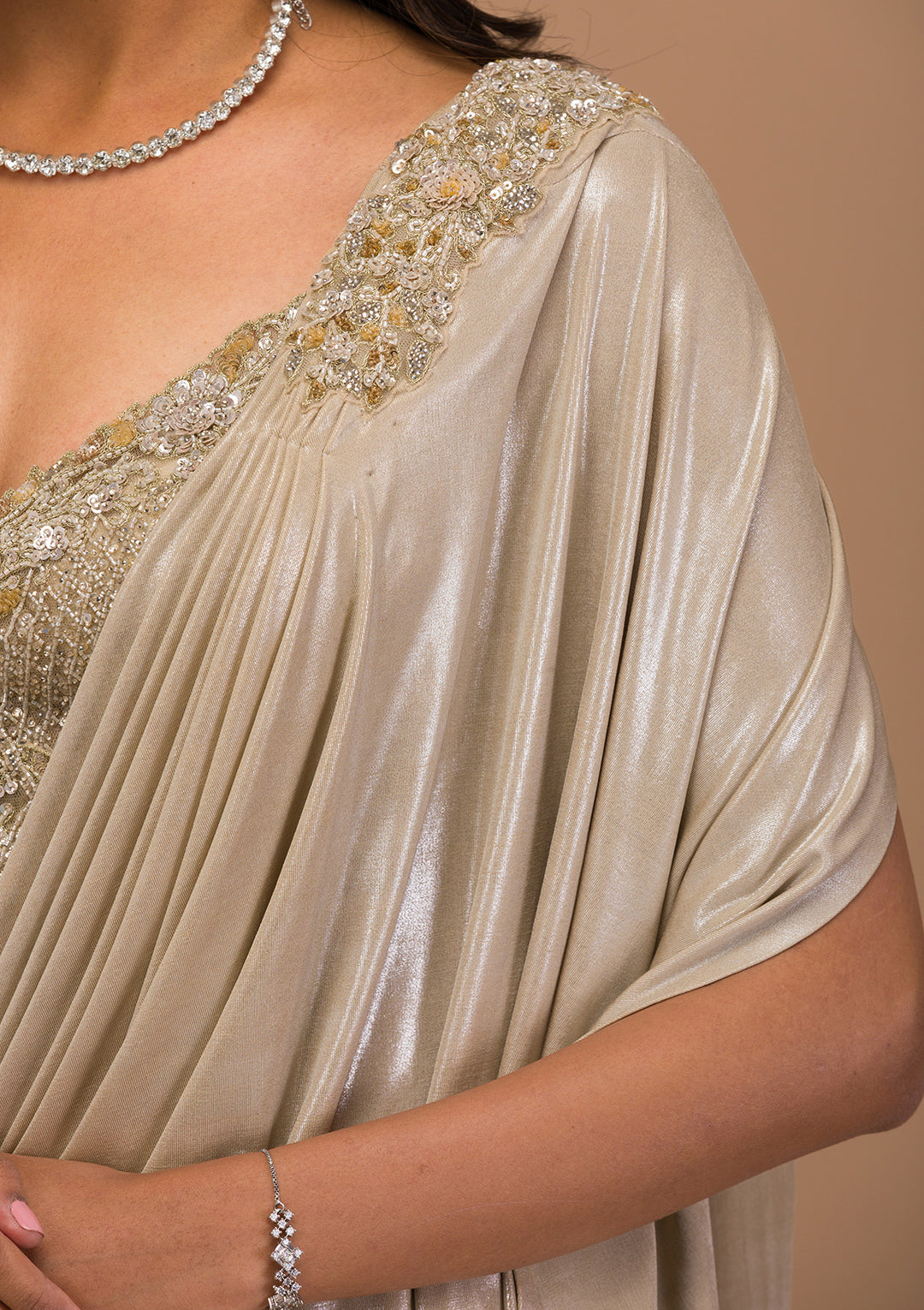 Gold Cutdana Shimmer Saree
