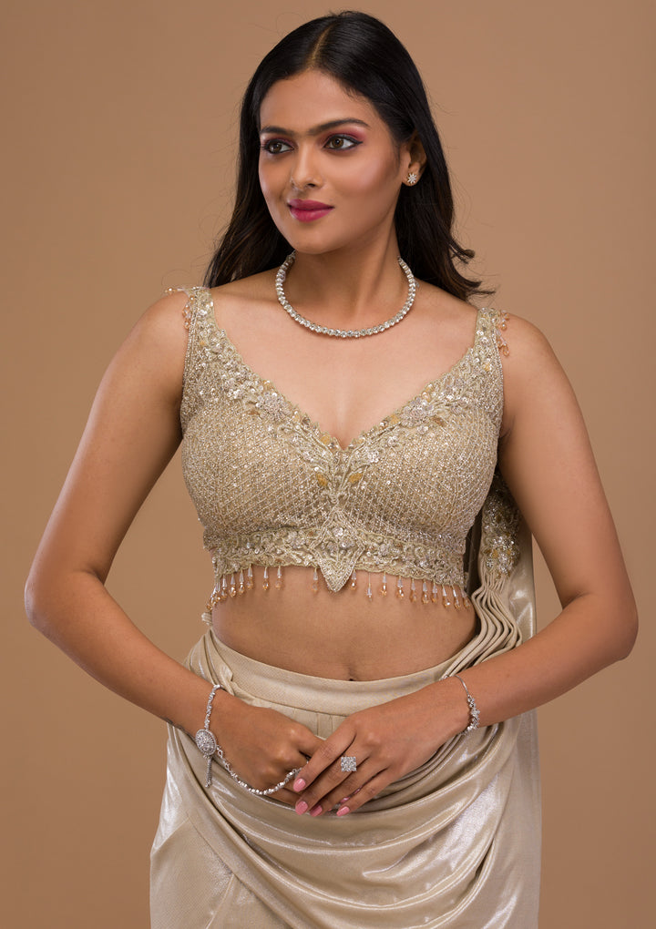 Gold Cutdana Shimmer Saree