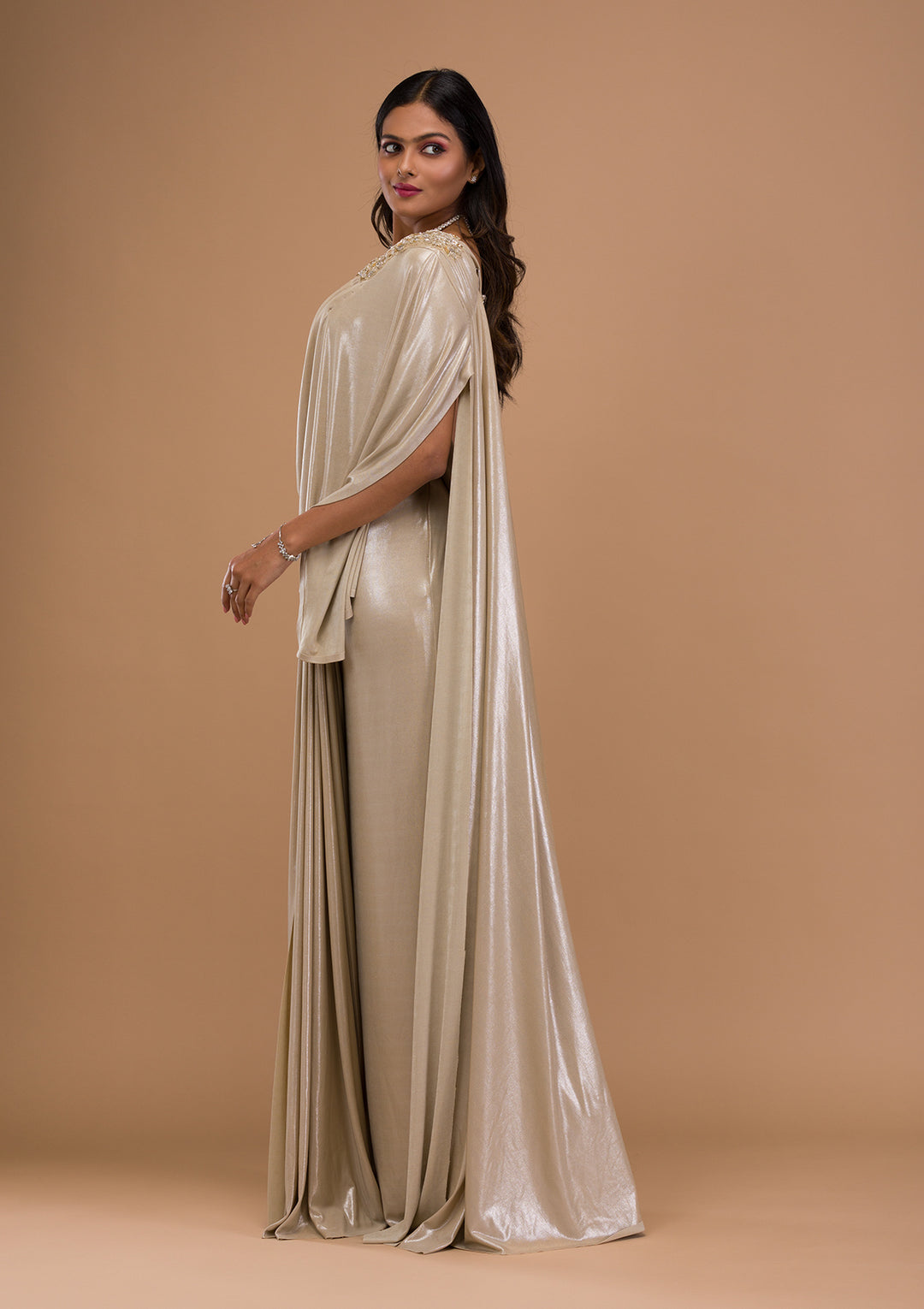Gold Cutdana Shimmer Saree