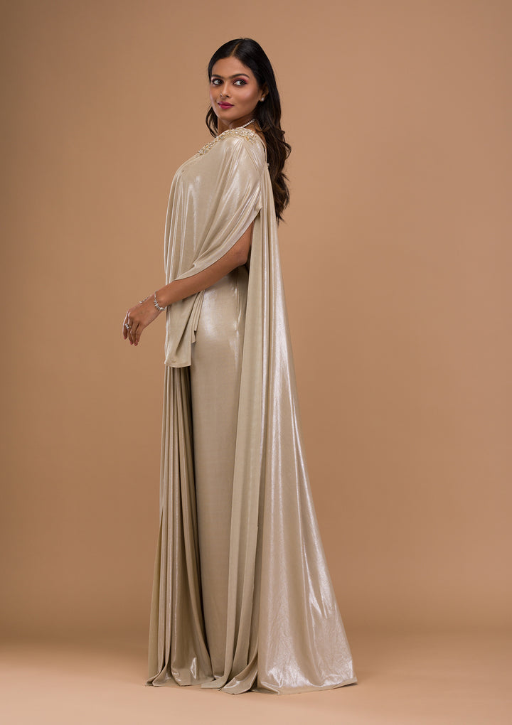 Gold Cutdana Shimmer Saree
